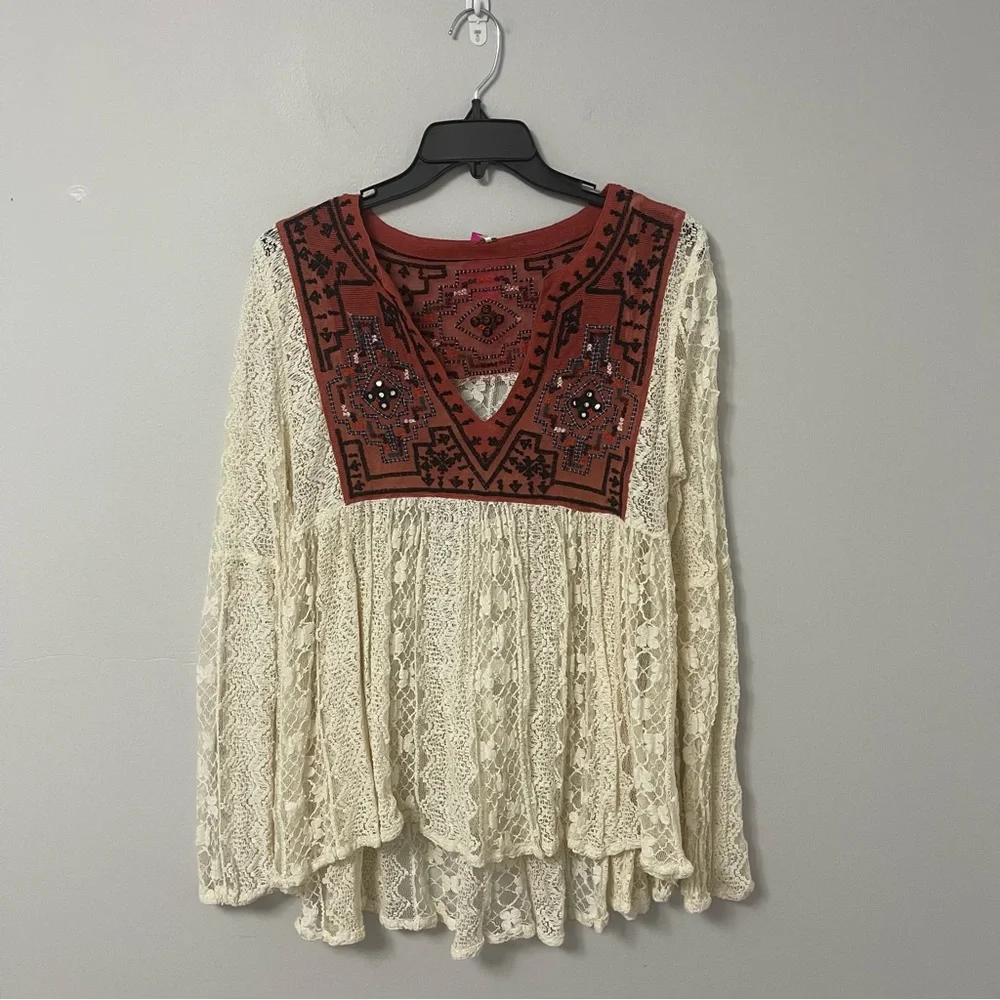 Free People Casablanca Tunic in Ivory Combo